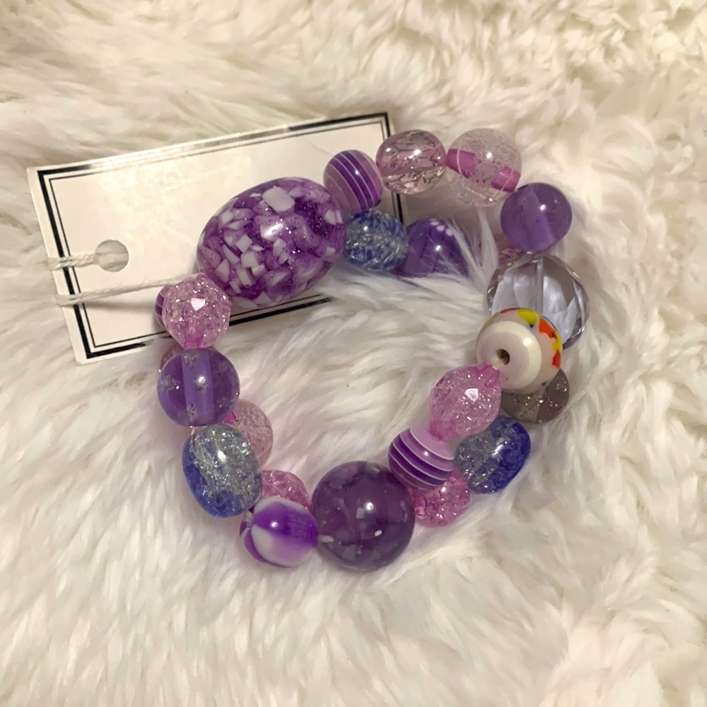 Beaded bubble purple bracelet stretchy new